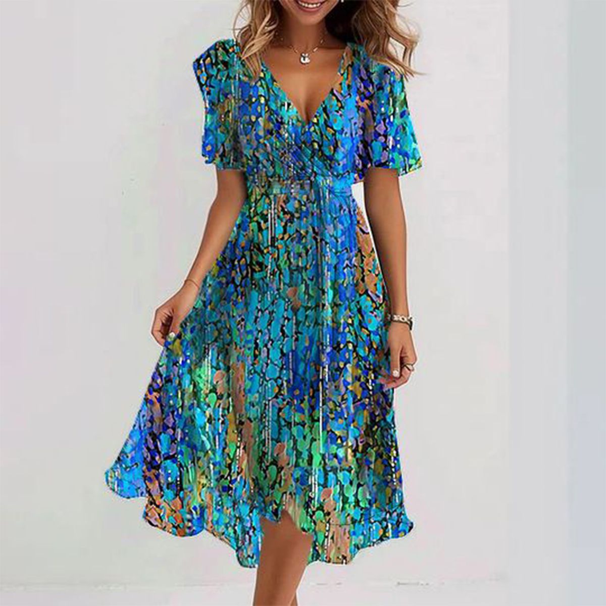 Saphir | Vestito Midi Blu Traspirante