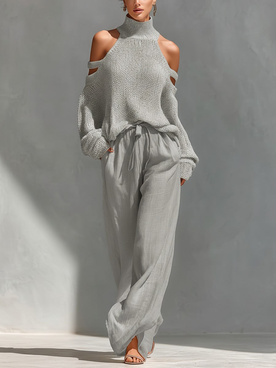 Camilla™ | Completo in Maglia e Lino di Tendenza