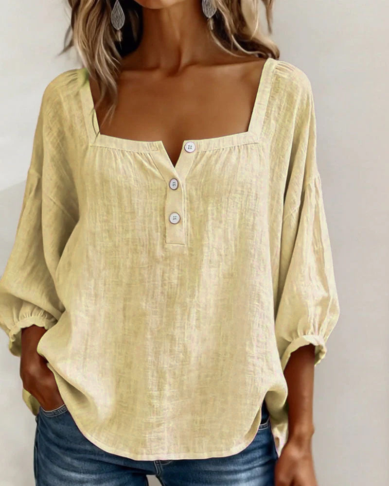 Livia™ | Blusa con scollo quadrato e maniche morbide