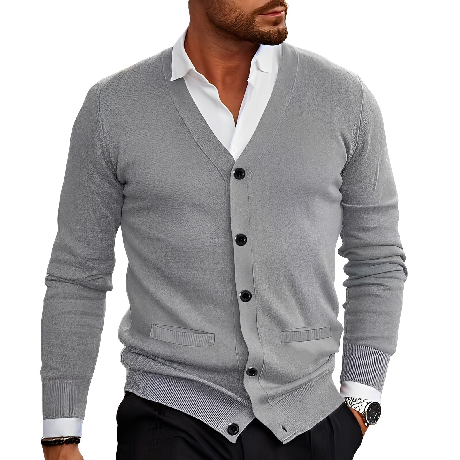 Terrell - Cardigan casual con tasche per uomini