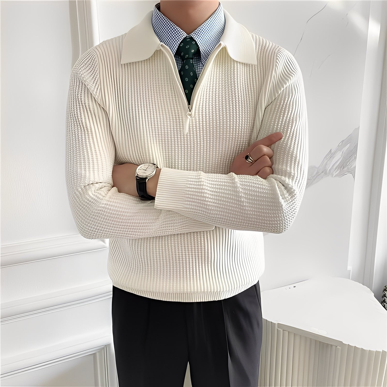 Justin - Elegante maglione con cerniera per uomo