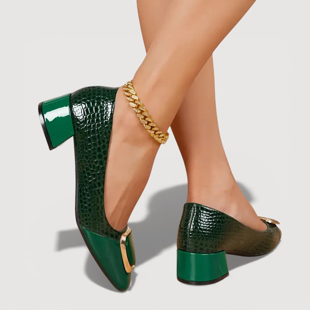 Livana | Scarpe con tacco basso effetto coccodrillo