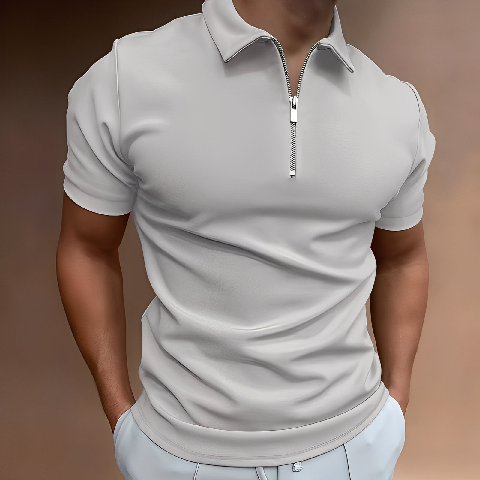 Hubert - Stiloso Polo con Zipper per Uomini