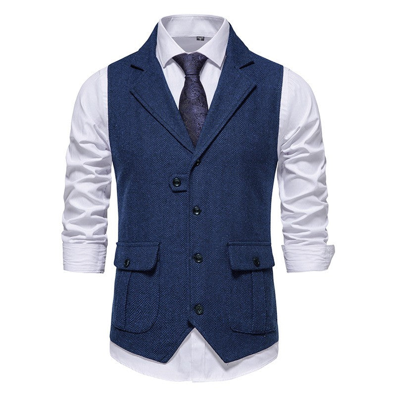 Rodney - Classica giacca monopetto da uomo con motivo spina di pesce