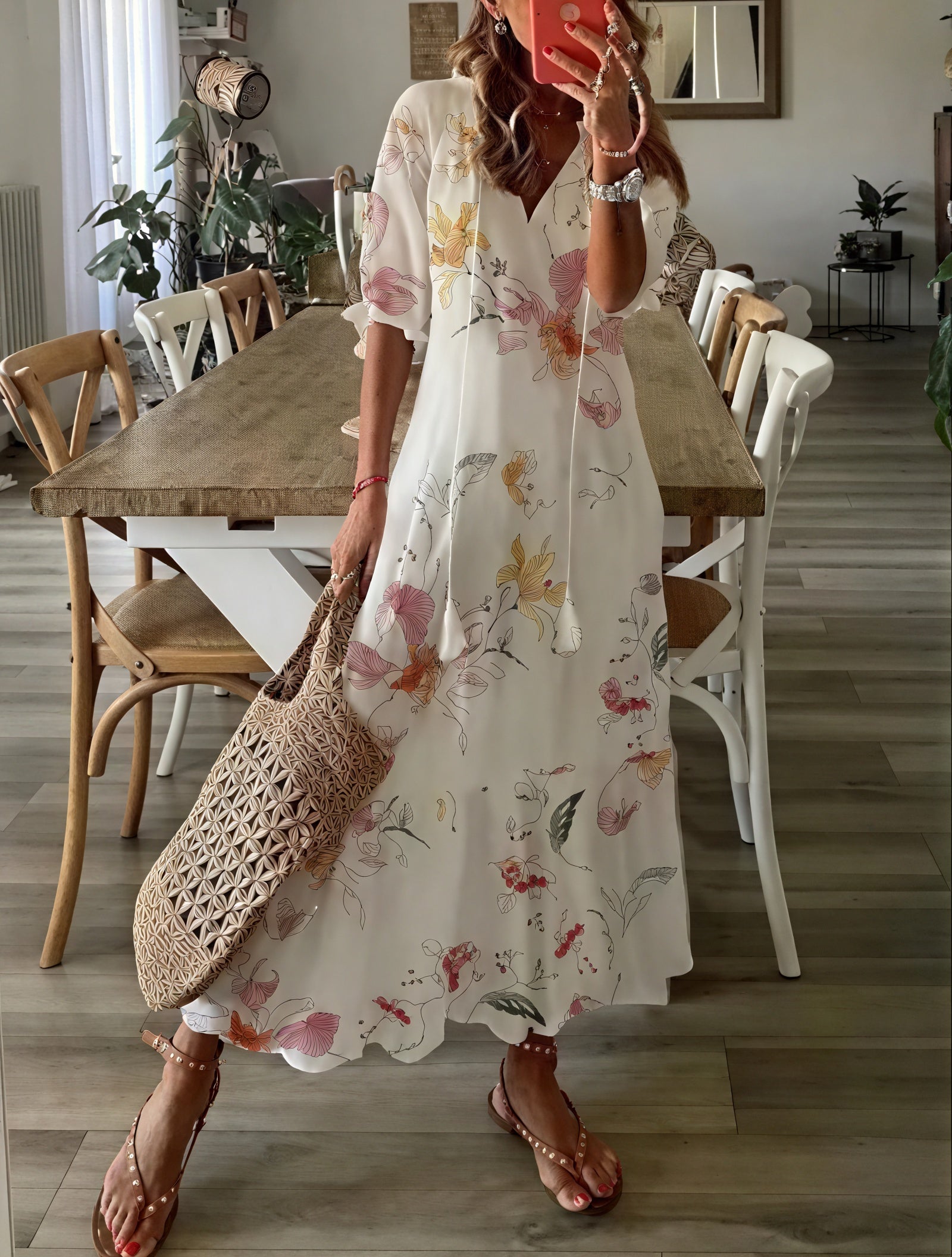 Abito Midi Fantasia: Stile Bohémien Raffinato