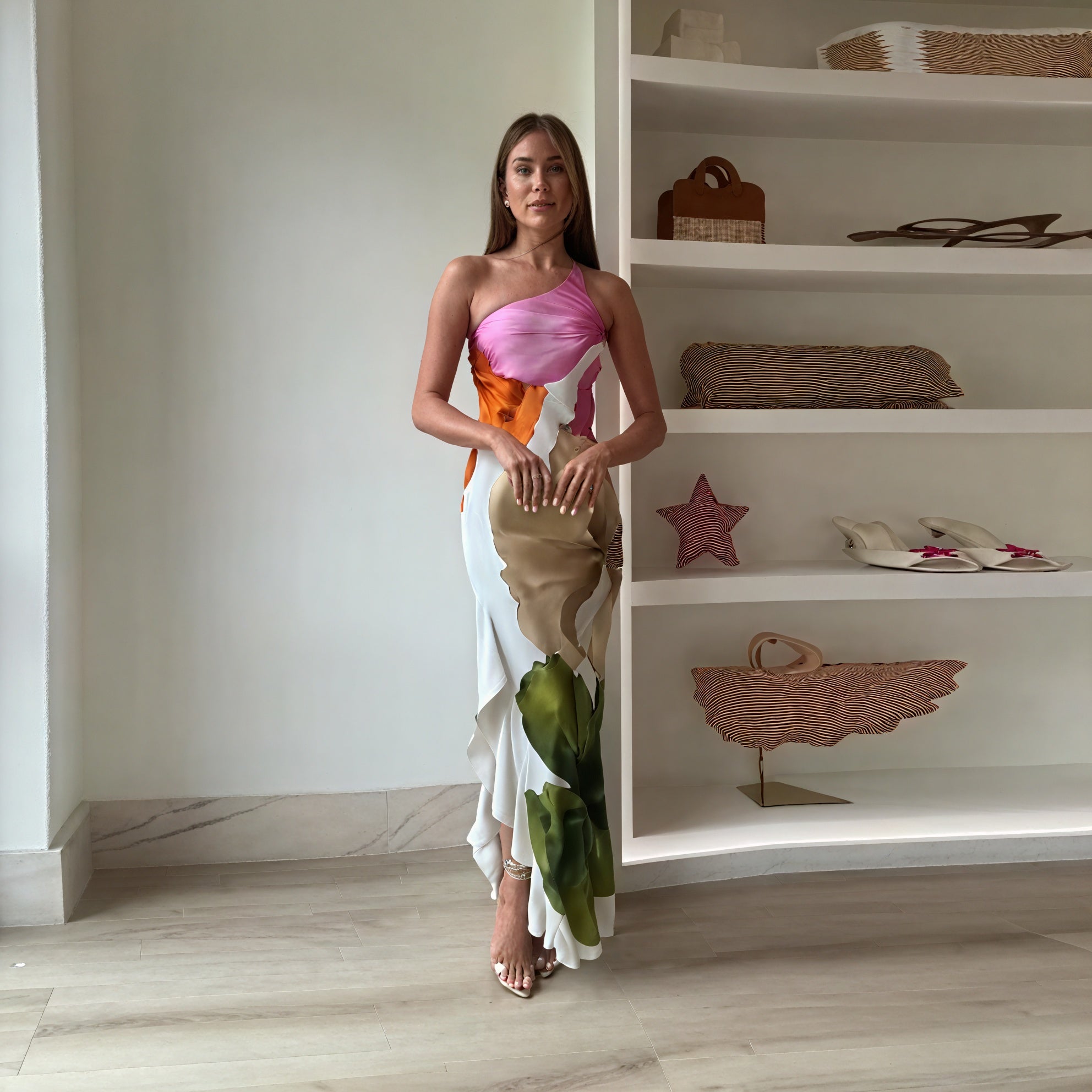 Abito Maxi Stampa Unica Monospalla – Scollo Halter