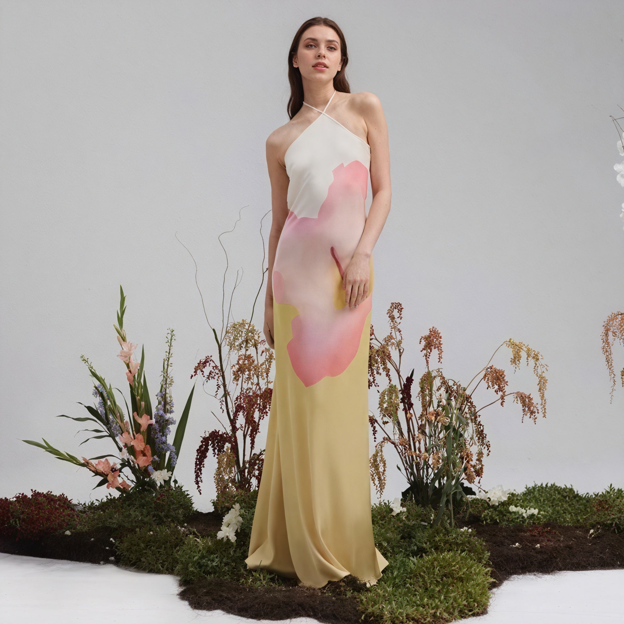Abito Maxi Stampa Unica Monospalla – Scollo Halter