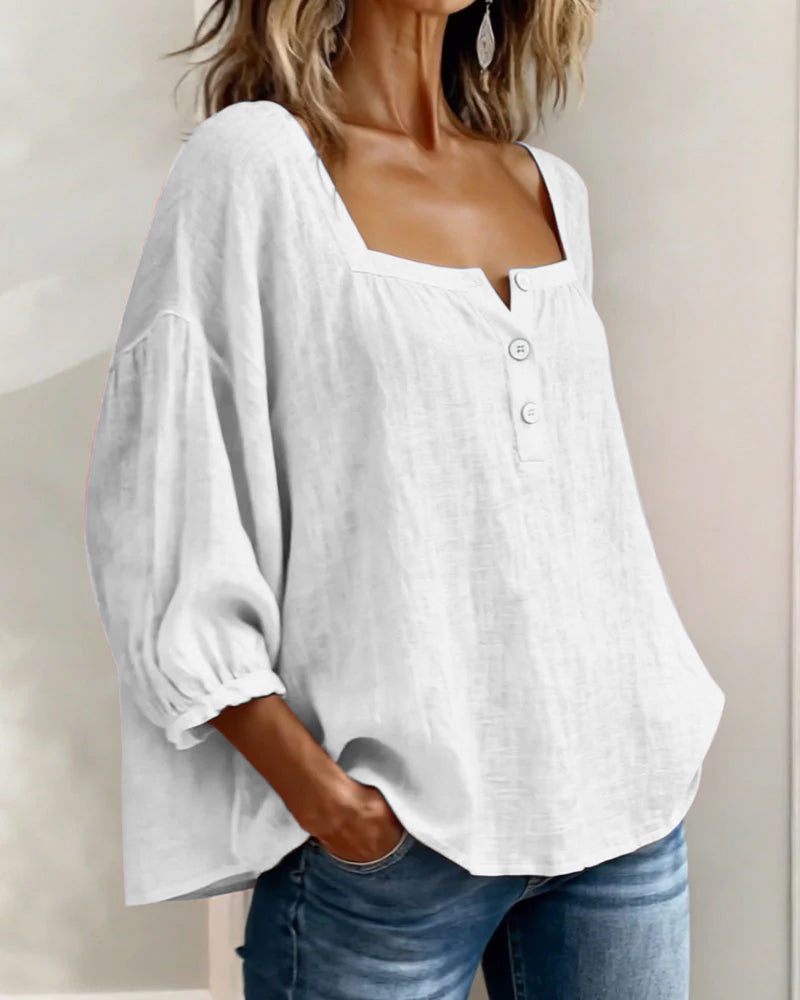 Livia™ | Blusa con scollo quadrato e maniche morbide