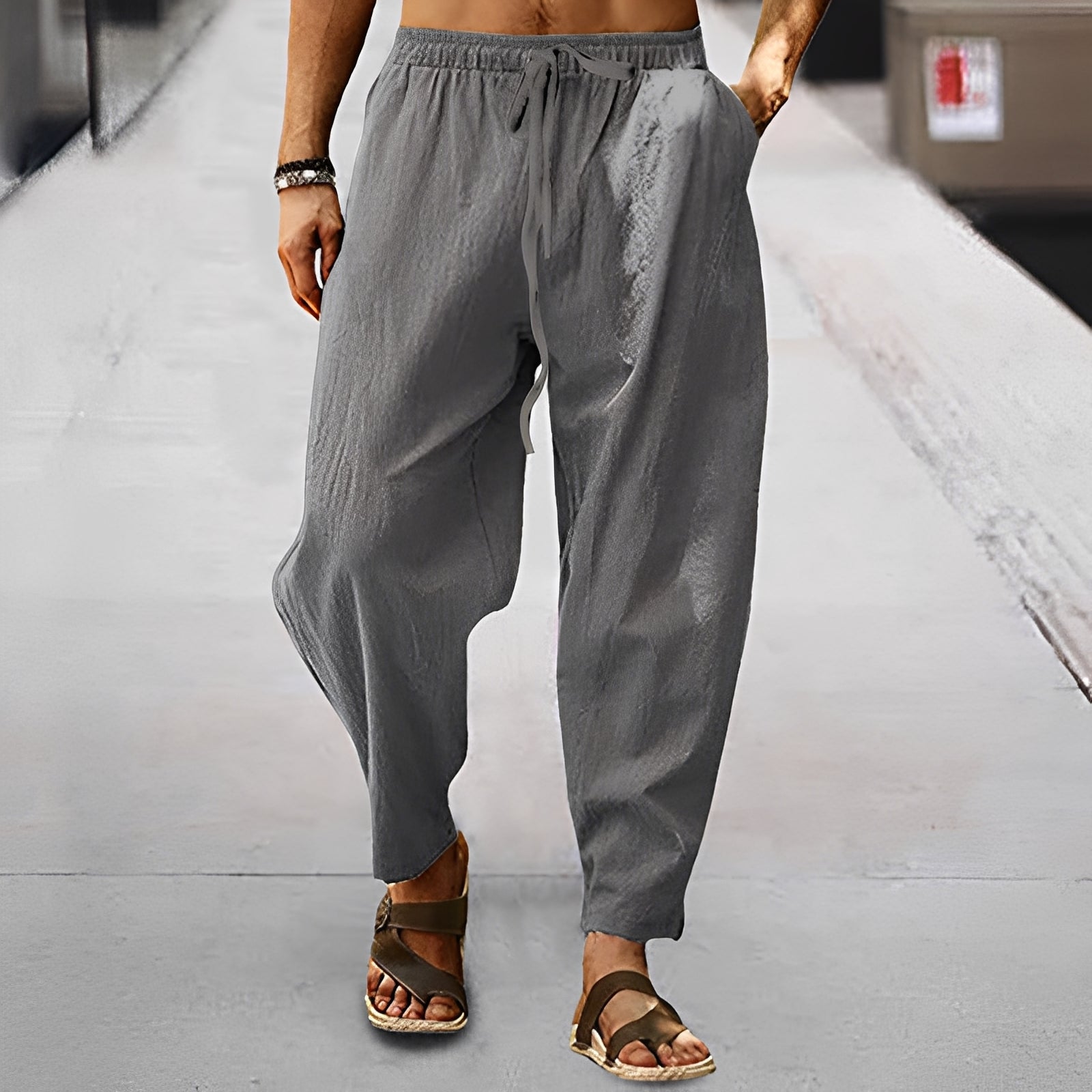 Jaxson - Leggeri Pantaloncini da Spiaggia in Lino per Uomo
