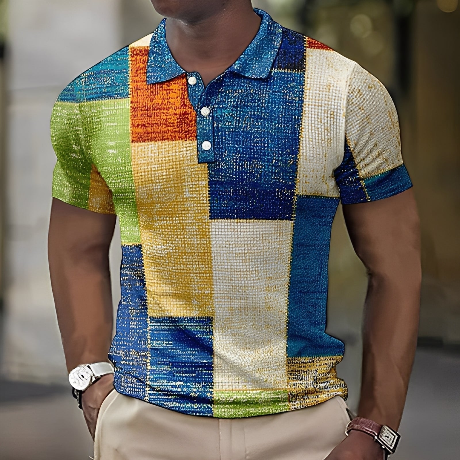 Reginald - Elegante polo multicolore per uomo