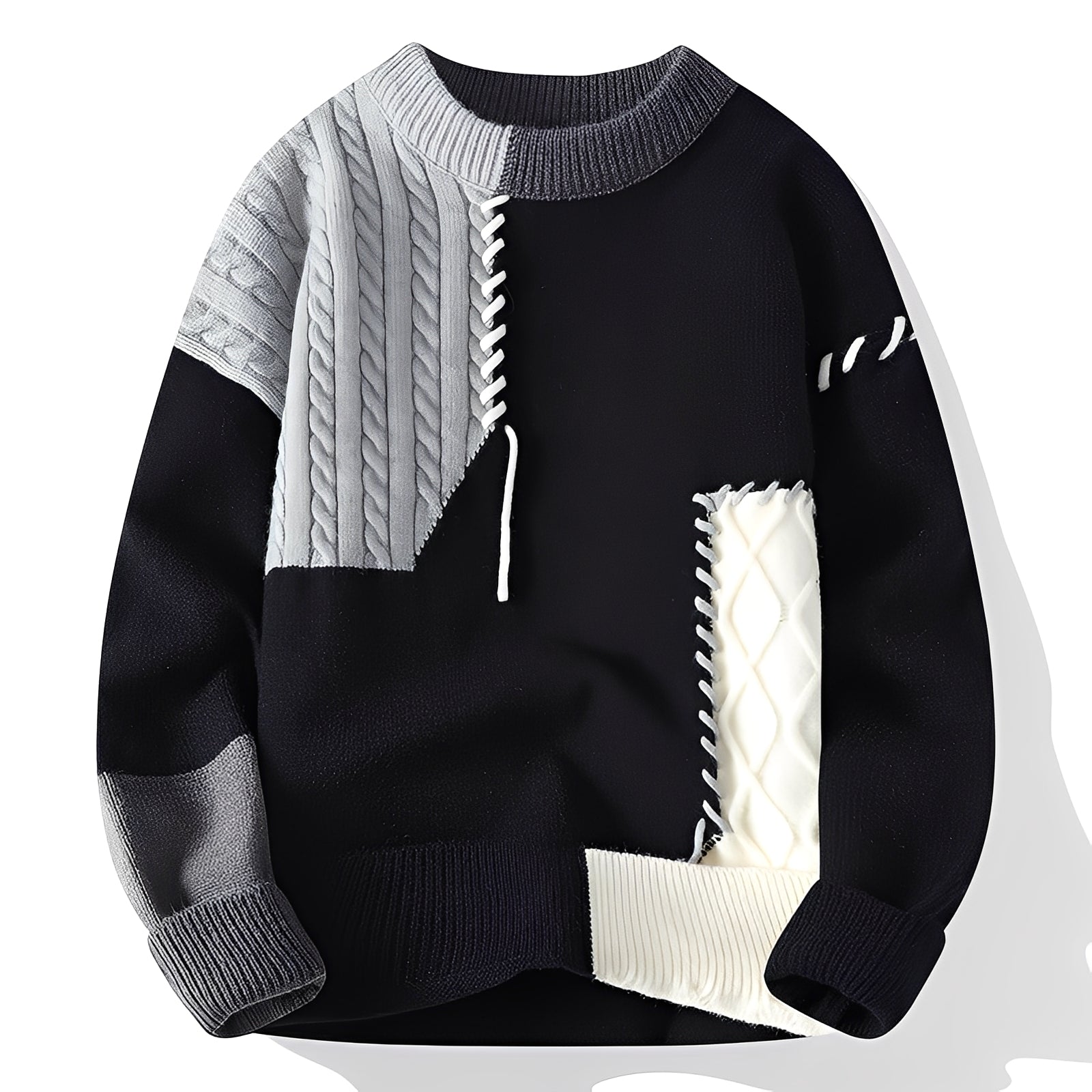 Curtis - Elegante Maglione in Pile con Design a Blocchi di Colore per Uomo