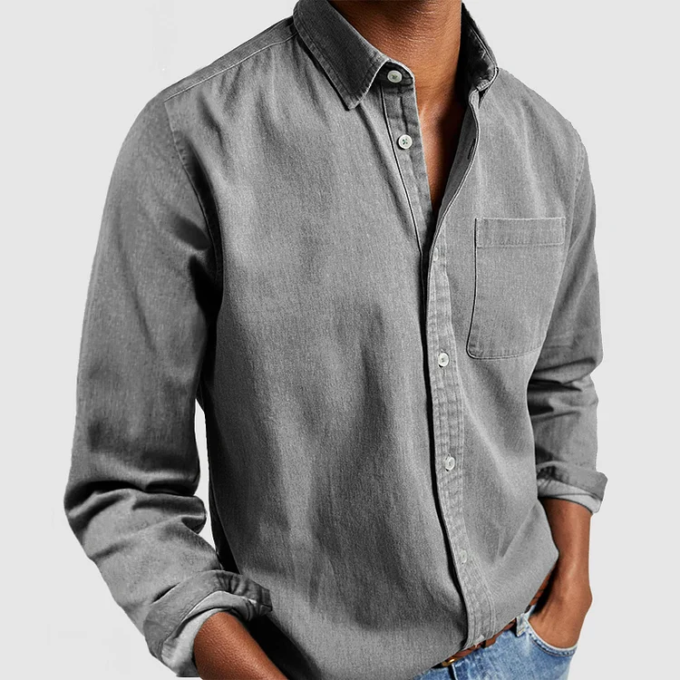 Blake - Camicia casual a maniche lunghe con colletto a revers per uomini