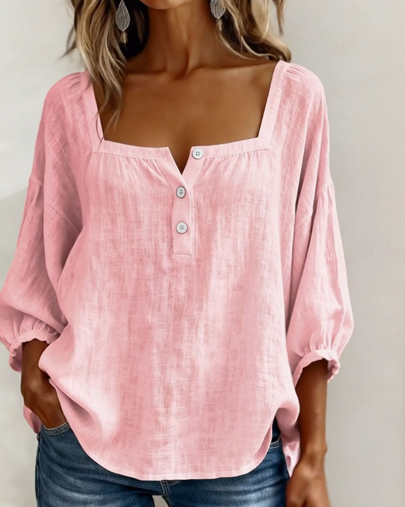 Livia™ | Blusa con scollo quadrato e maniche morbide