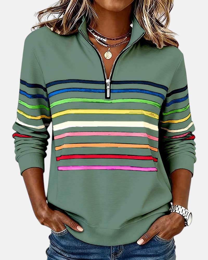 ARIELLA™|FELPA A RIGHE ZIP