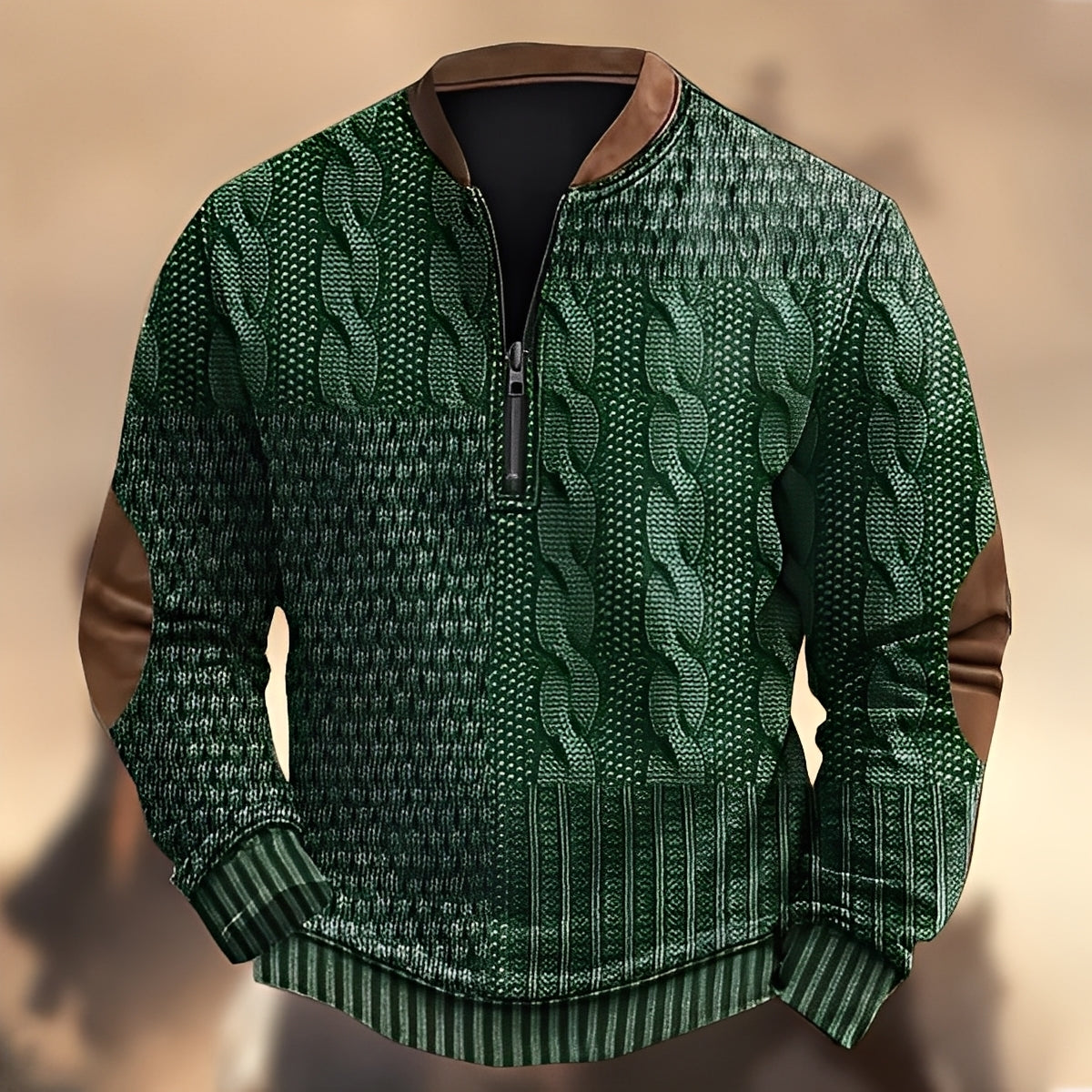 Edmund - Maglione casuale stampato con zip per uomo