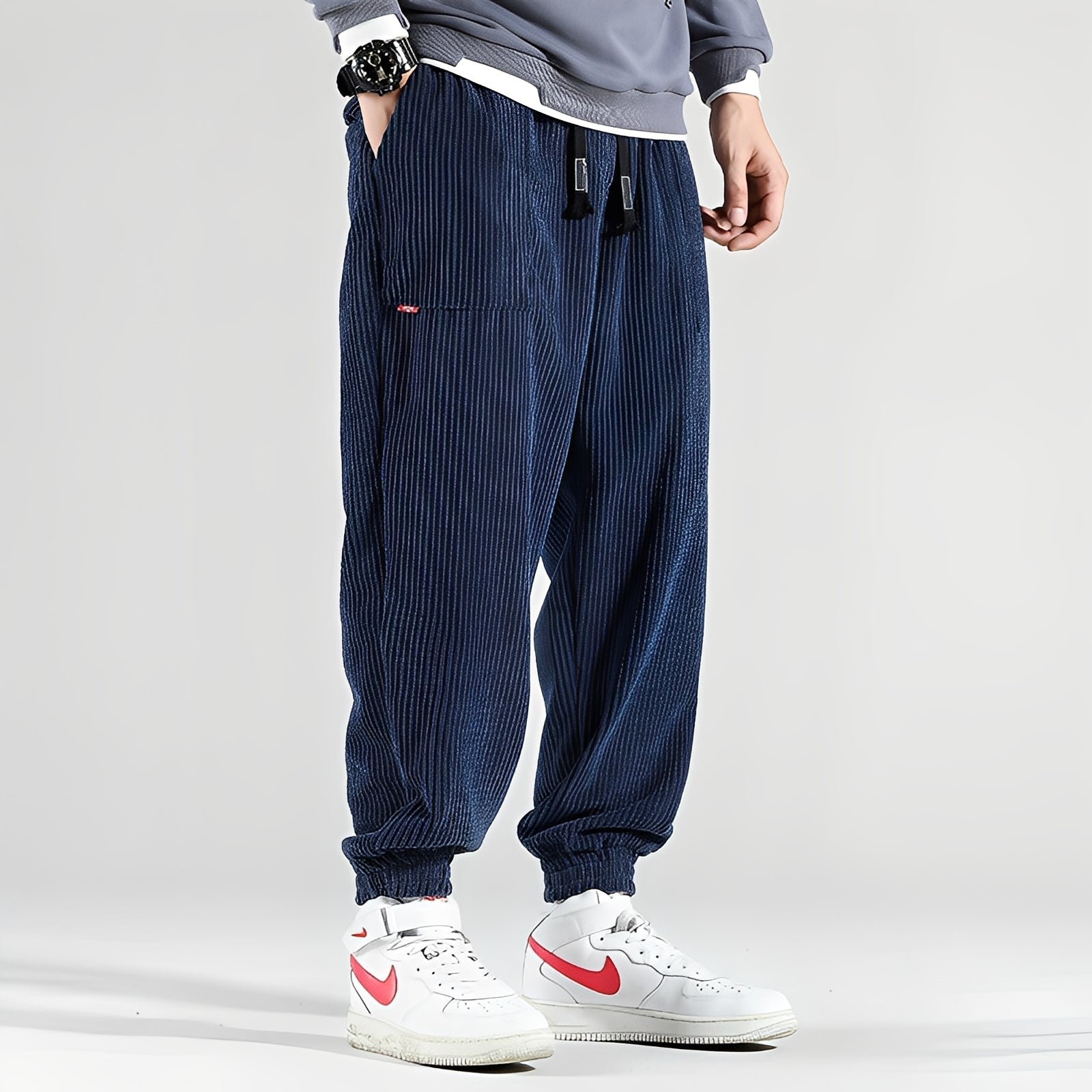 Kodey - Pantaloni a coste larghi e casual per uomo