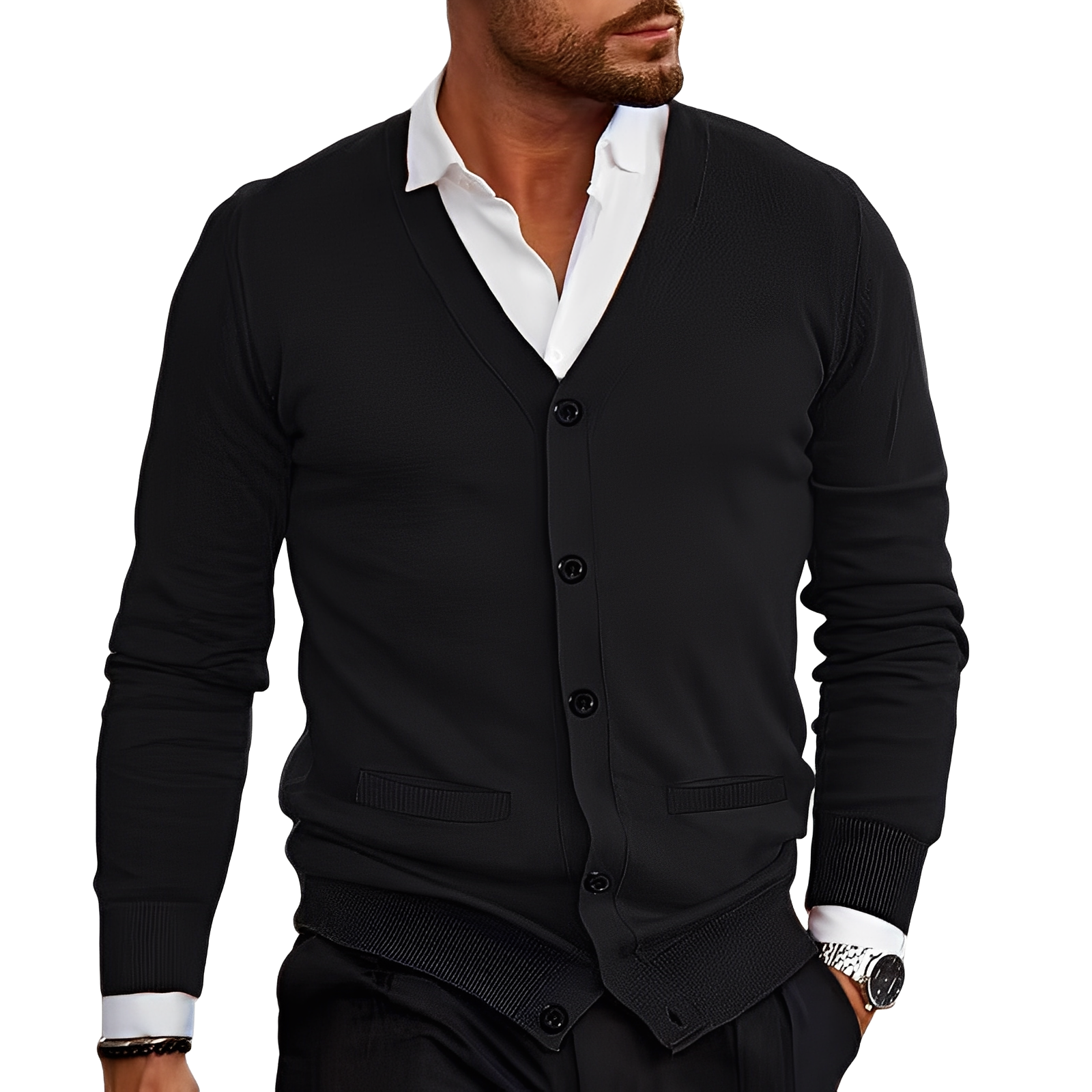 Holden - Cardigan casual in cotone con bottoni per uomo