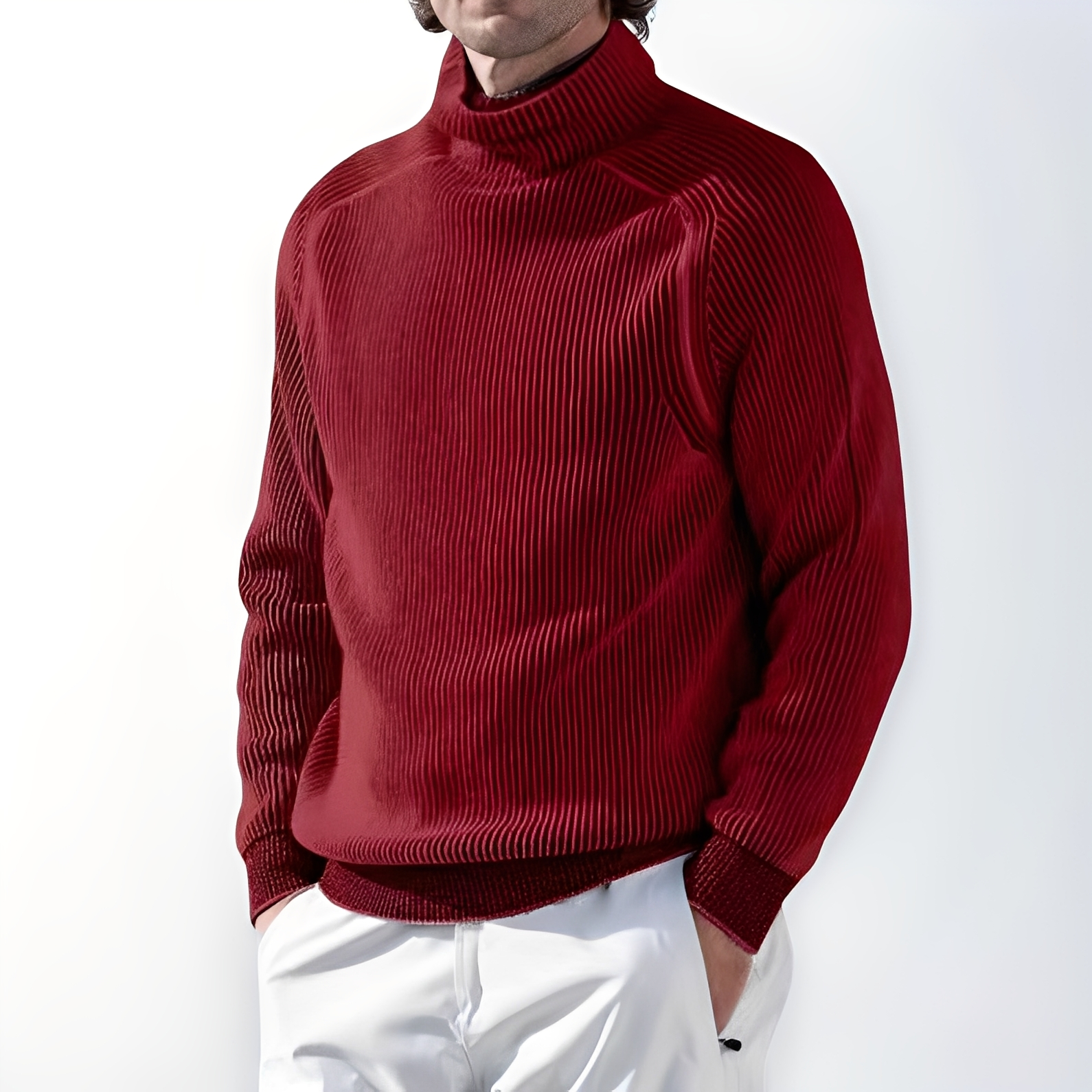 Jarrett - Maglione in cashmere casual con collo alto per uomo