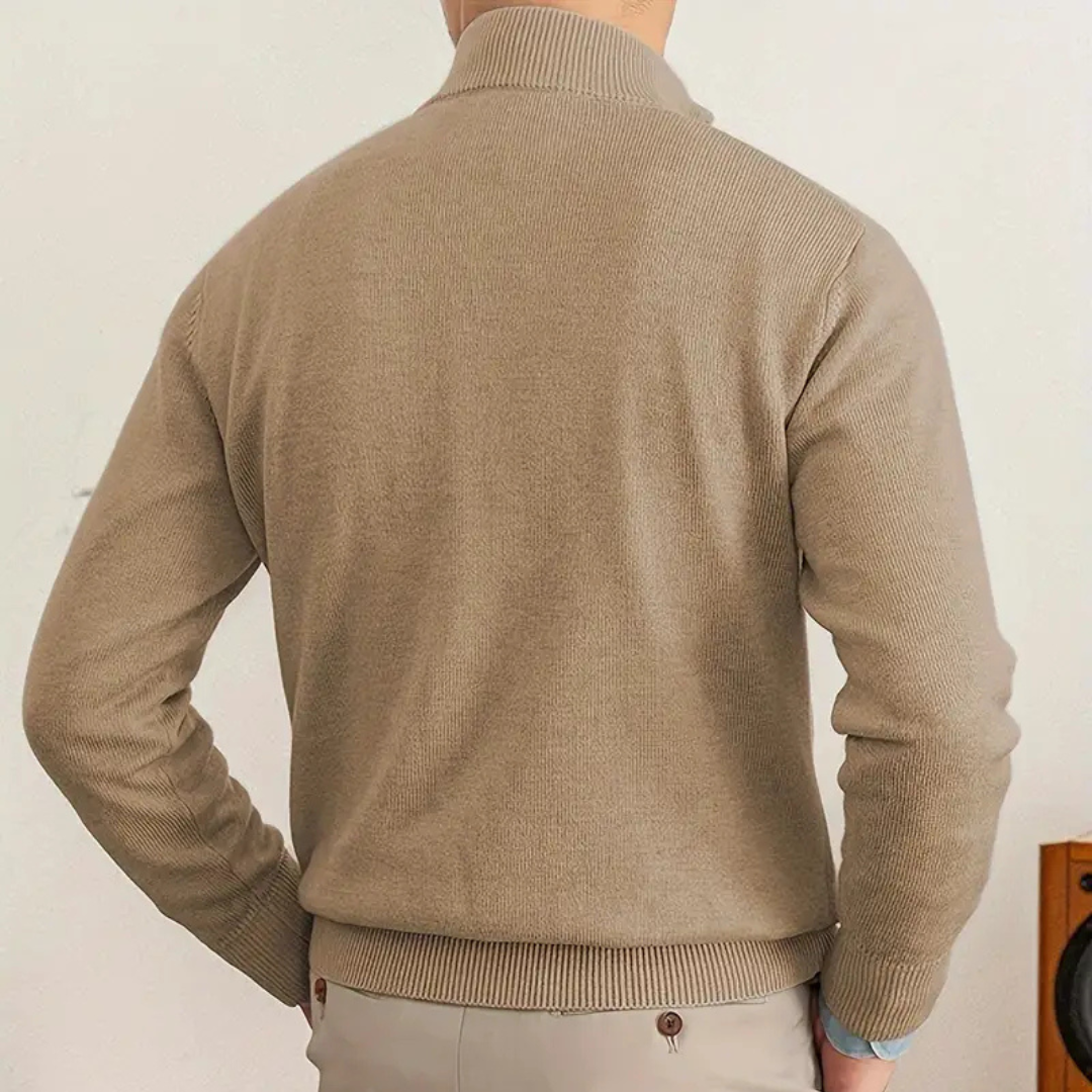 Olivier - Maglione in cotone con mezza zip