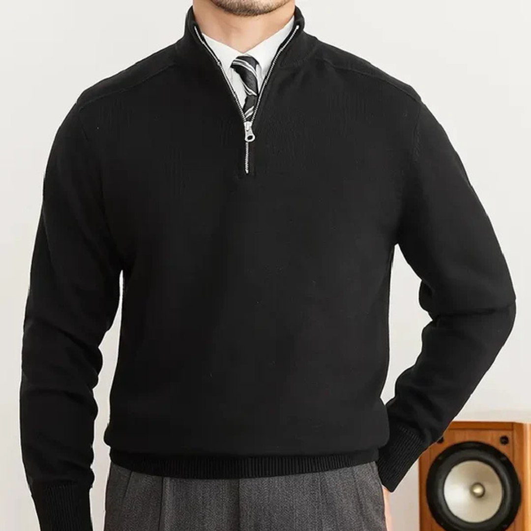 Olivier - Maglione in cotone con mezza zip