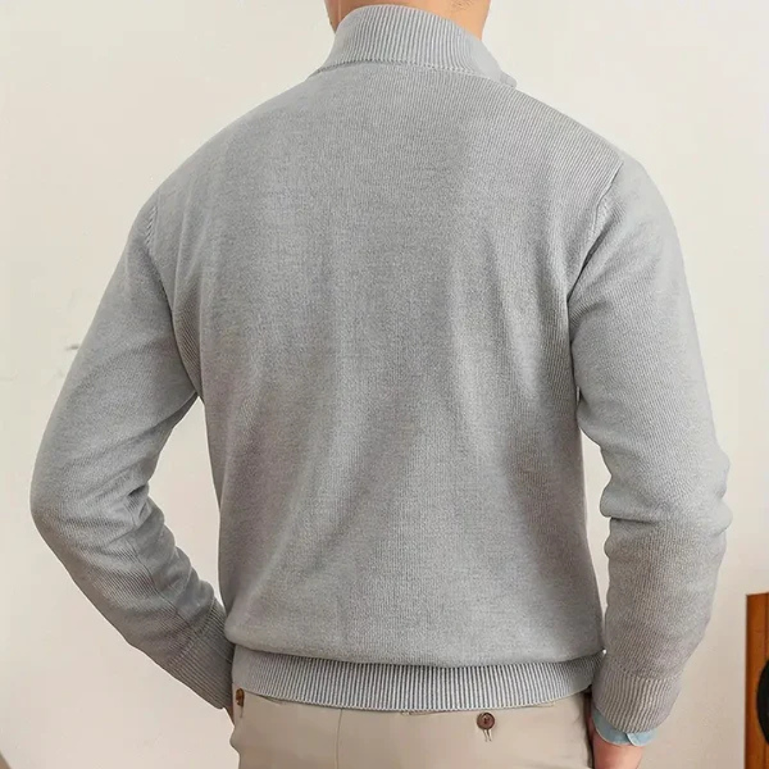 Olivier - Maglione in cotone con mezza zip