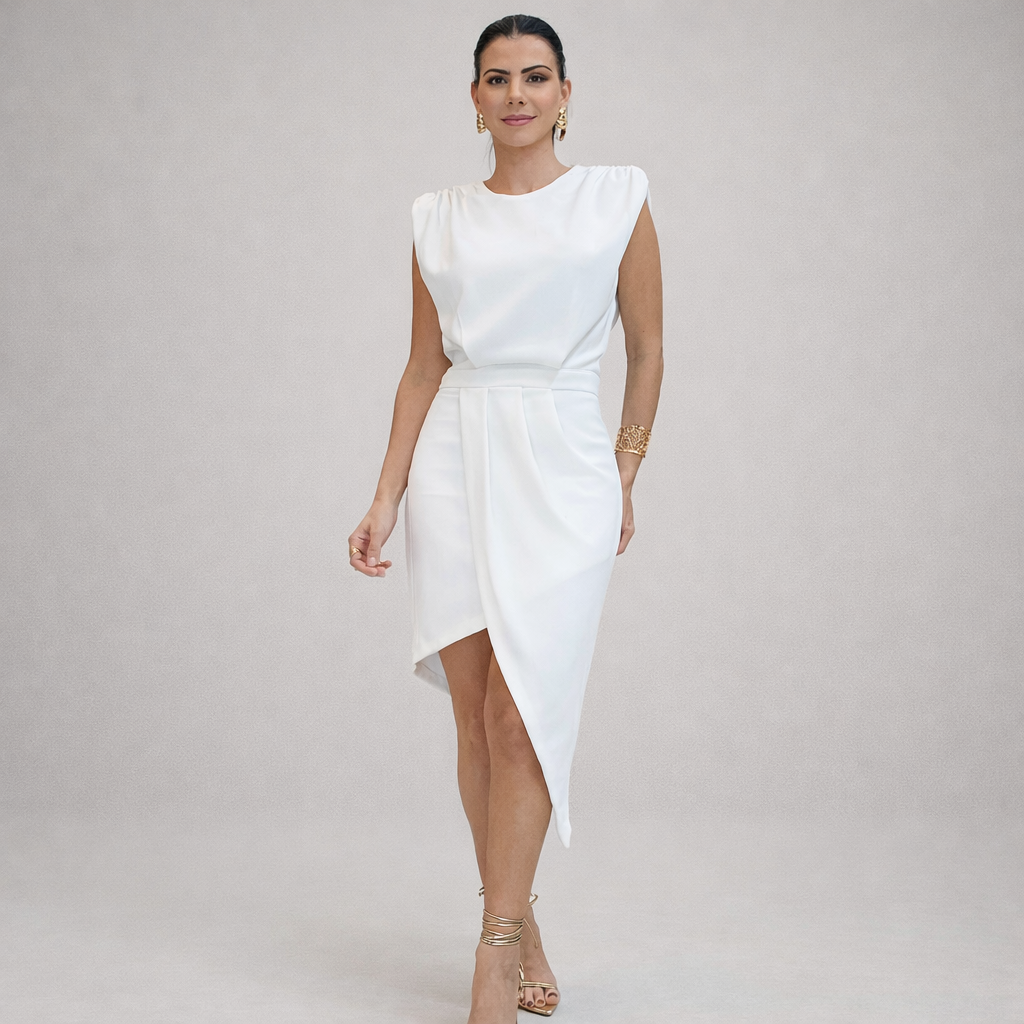 Alessia™ | Abito elegante con linea asimmetrica strutturata