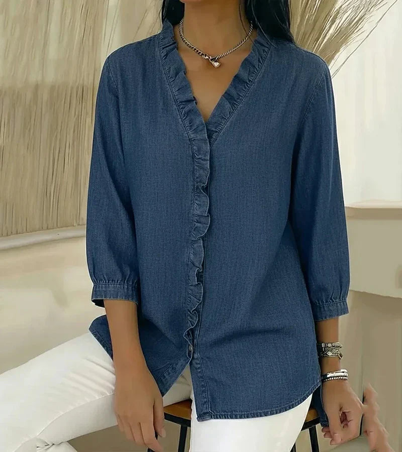 Beatrice™ | Blusa con scollo a V e dettagli romantici