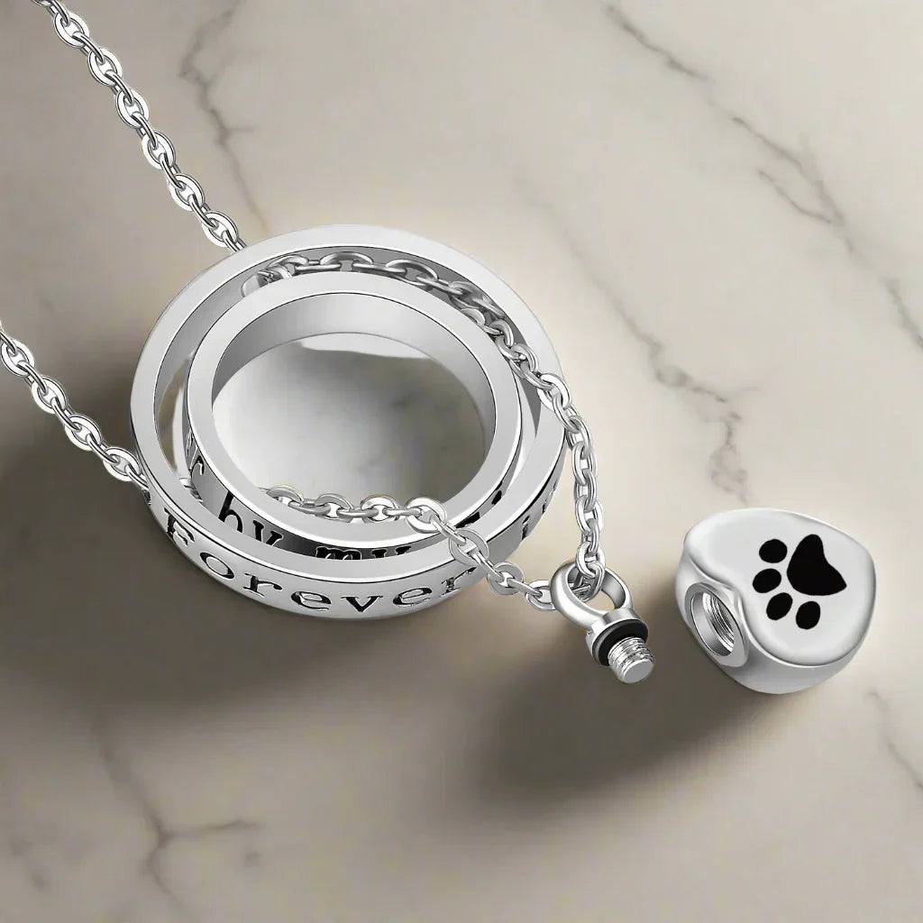 Collana con urna in acciaio inossidabile a forma di zampa