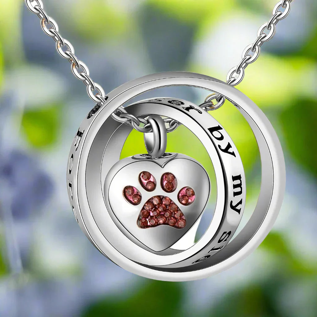Collana con urna in acciaio inossidabile a forma di zampa