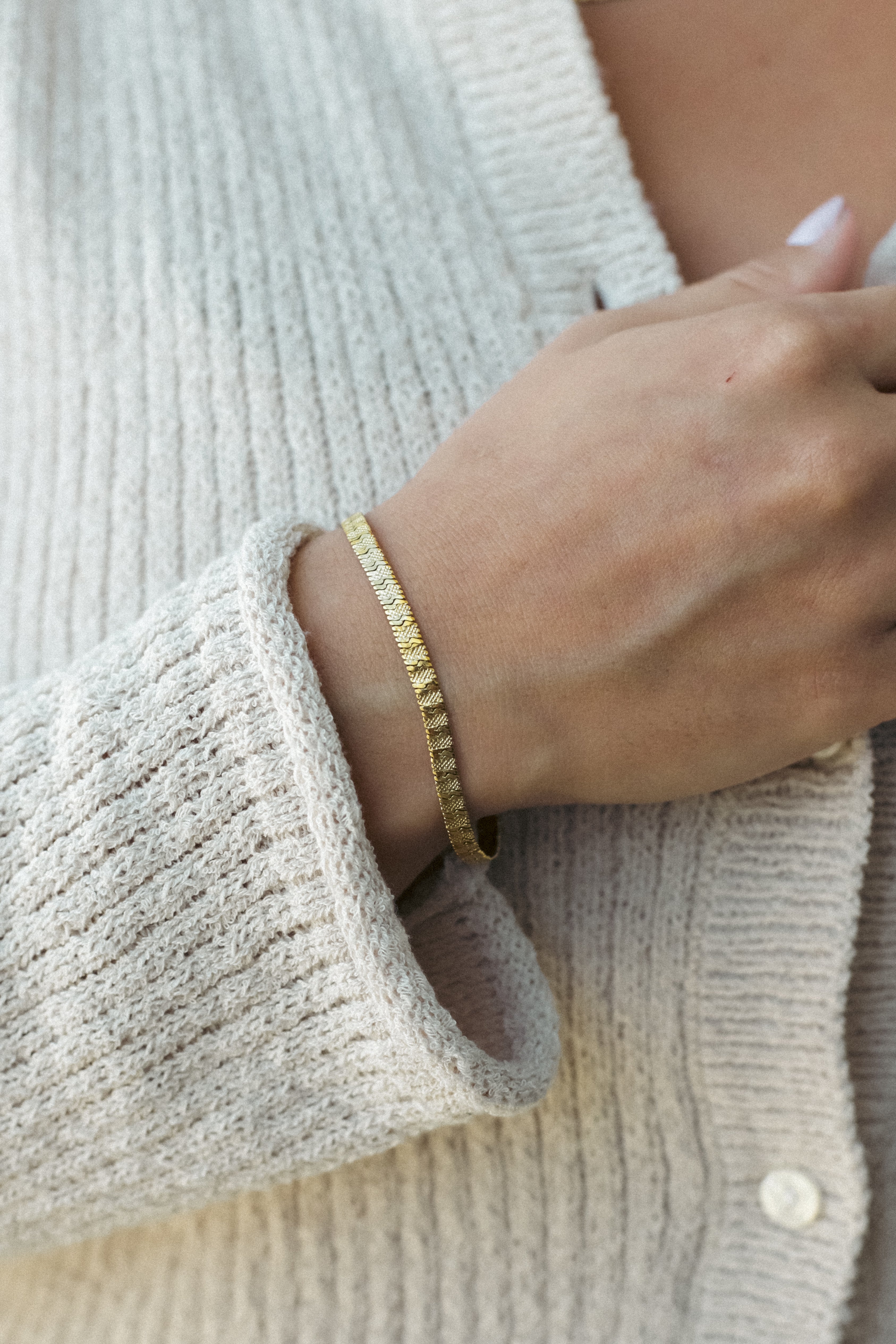Bracciale a Catena Piatta Rigata