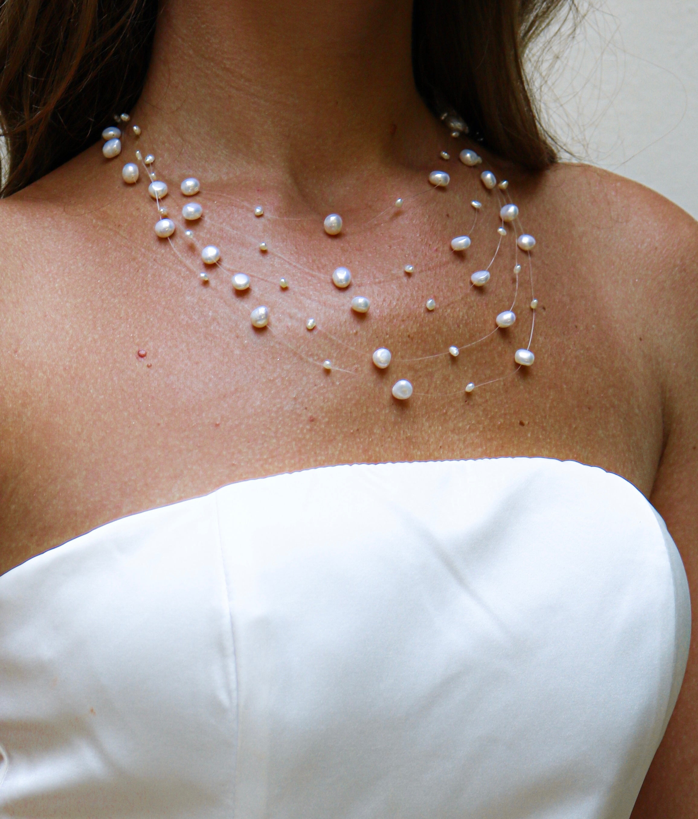 Collana di perle naturali con effetto invisibile