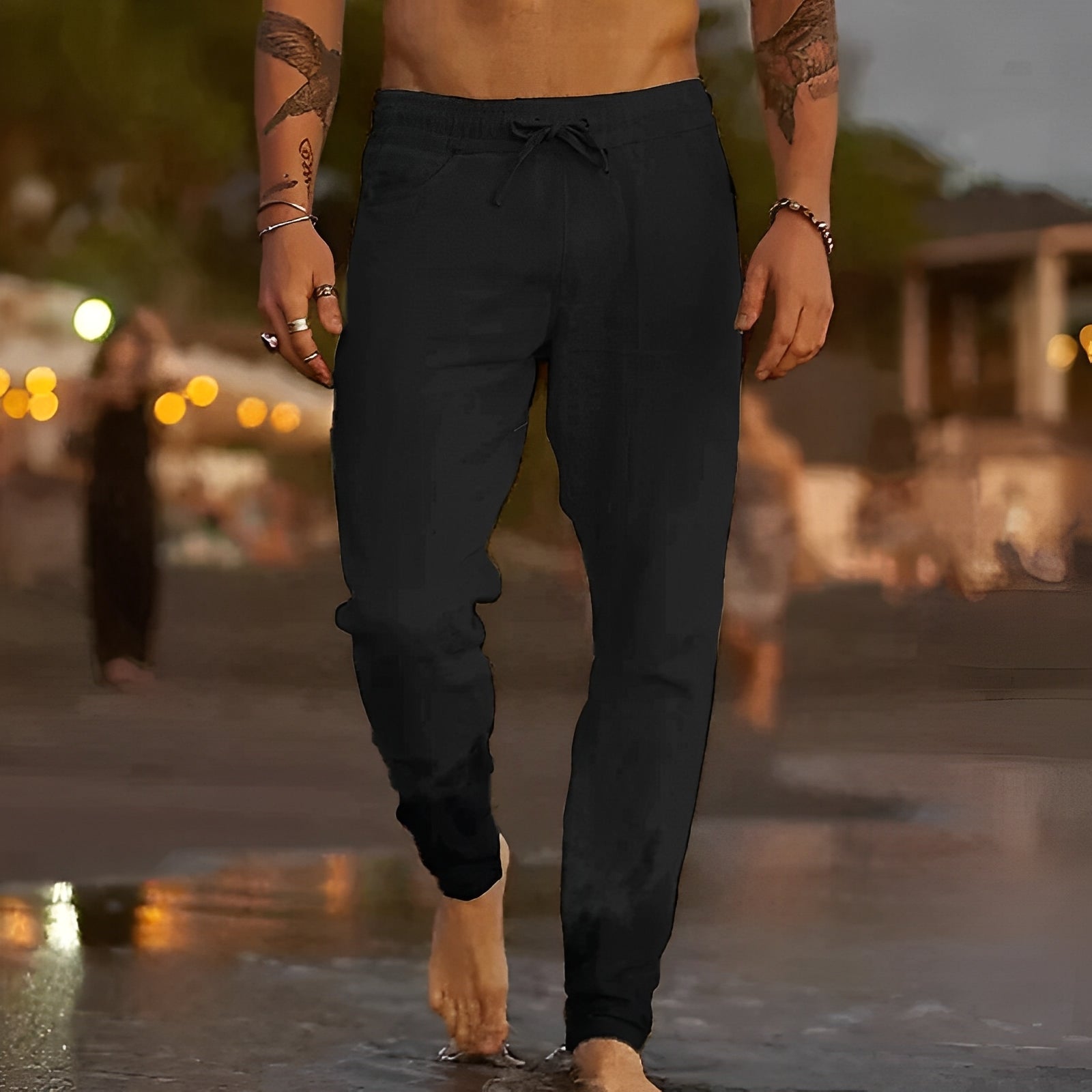 Trafford - Pantaloni da spiaggia in lino casual per uomini