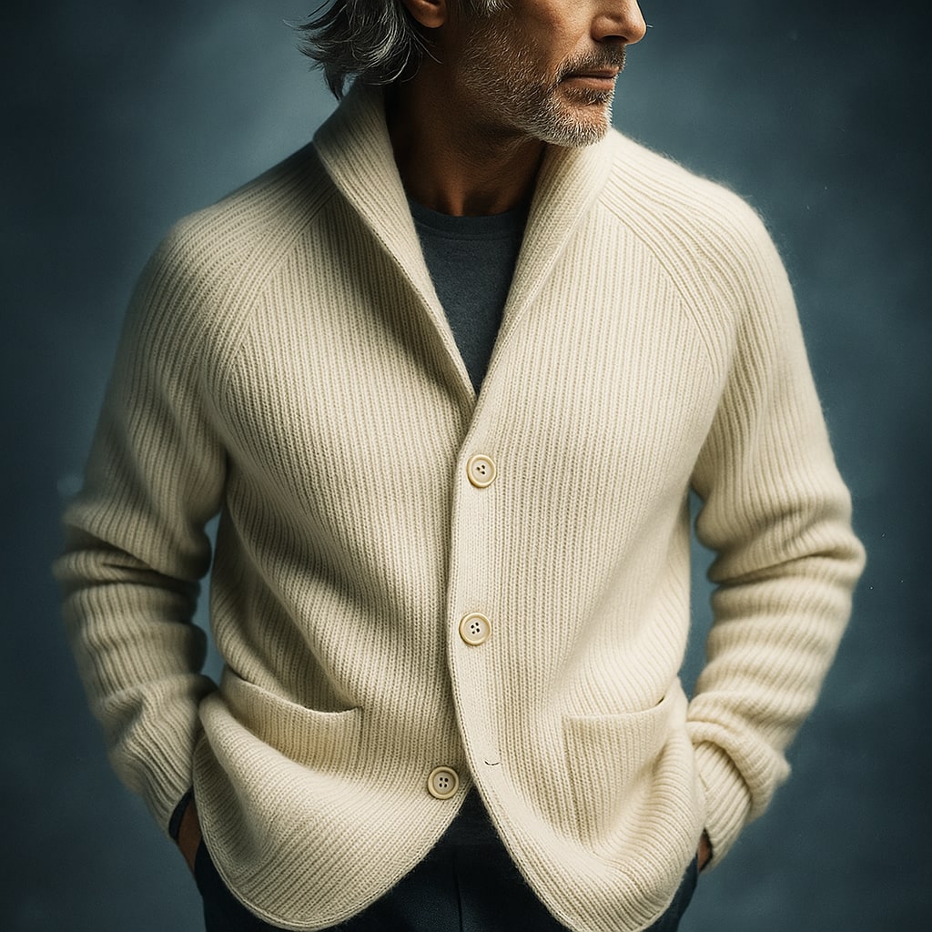 SILVORO | CARDIGAN IN LANA A COSTE PER UOMO