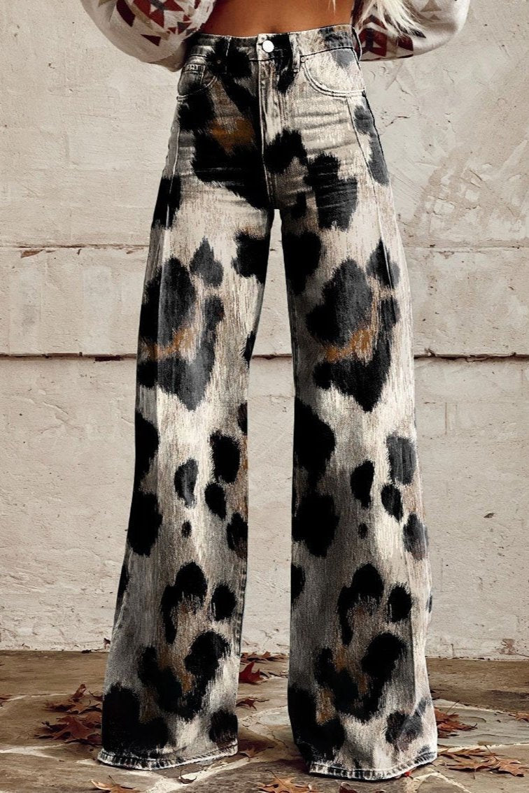 Stampa leopardata - Pantaloni boho eleganti