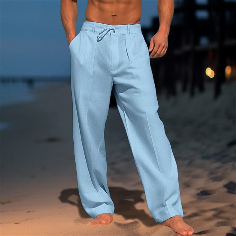 Justine - Uomo Pantaloni di Lino con Coulisse