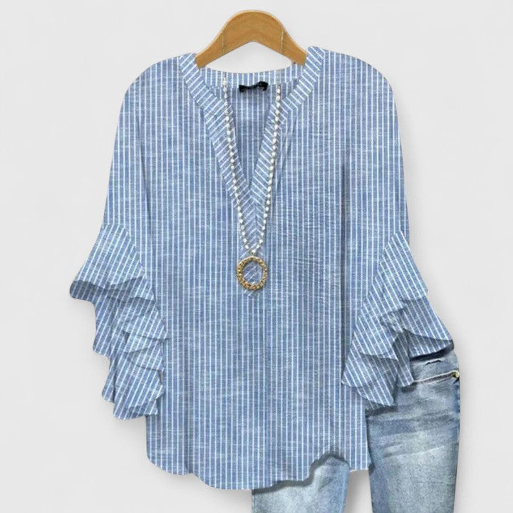Aurelia™ | Blusa con maniche a volant e stampa artistica