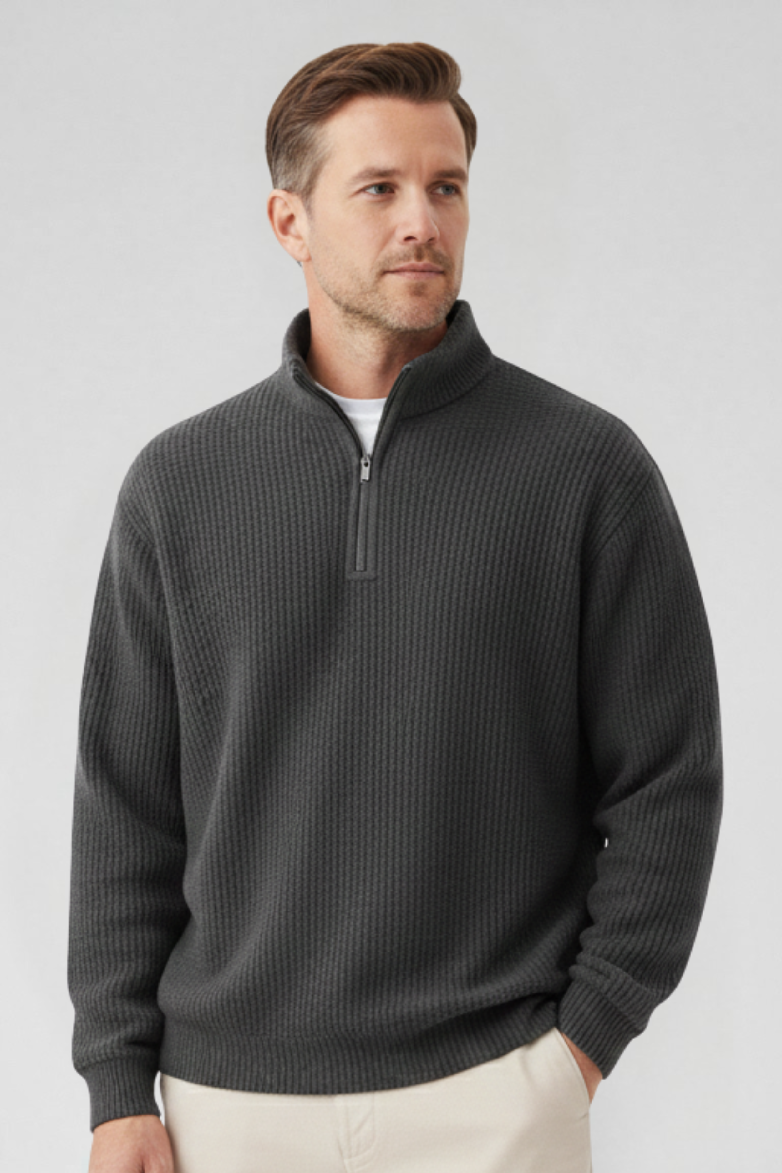 SILVORO | Maglione a Maglia Senza Tempo con Mezzo Zip
