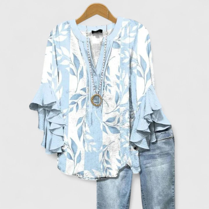Aurelia™ | Blusa con maniche a volant e stampa artistica