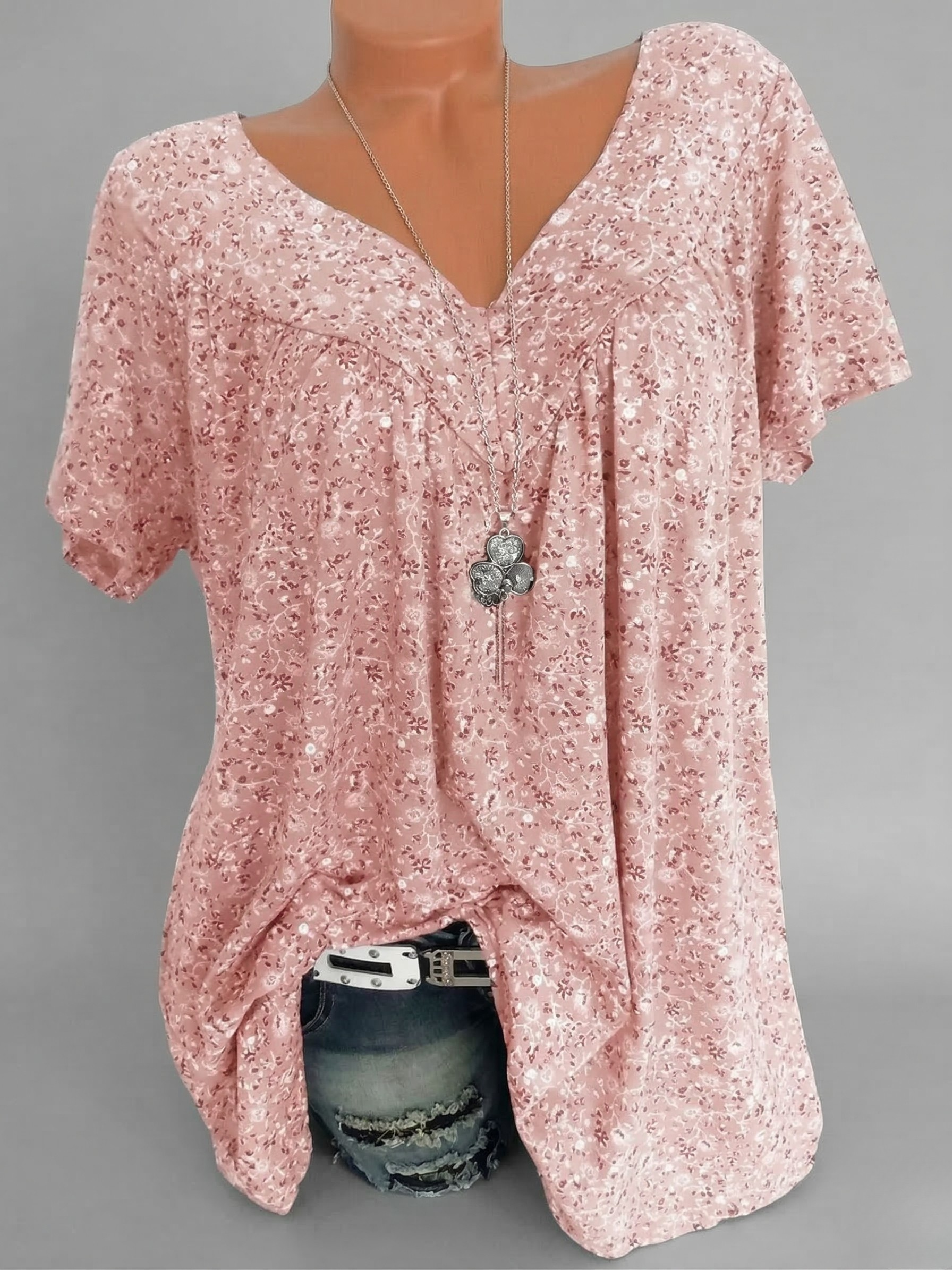 Flora™ | T-shirt con Scollo a V Floreale