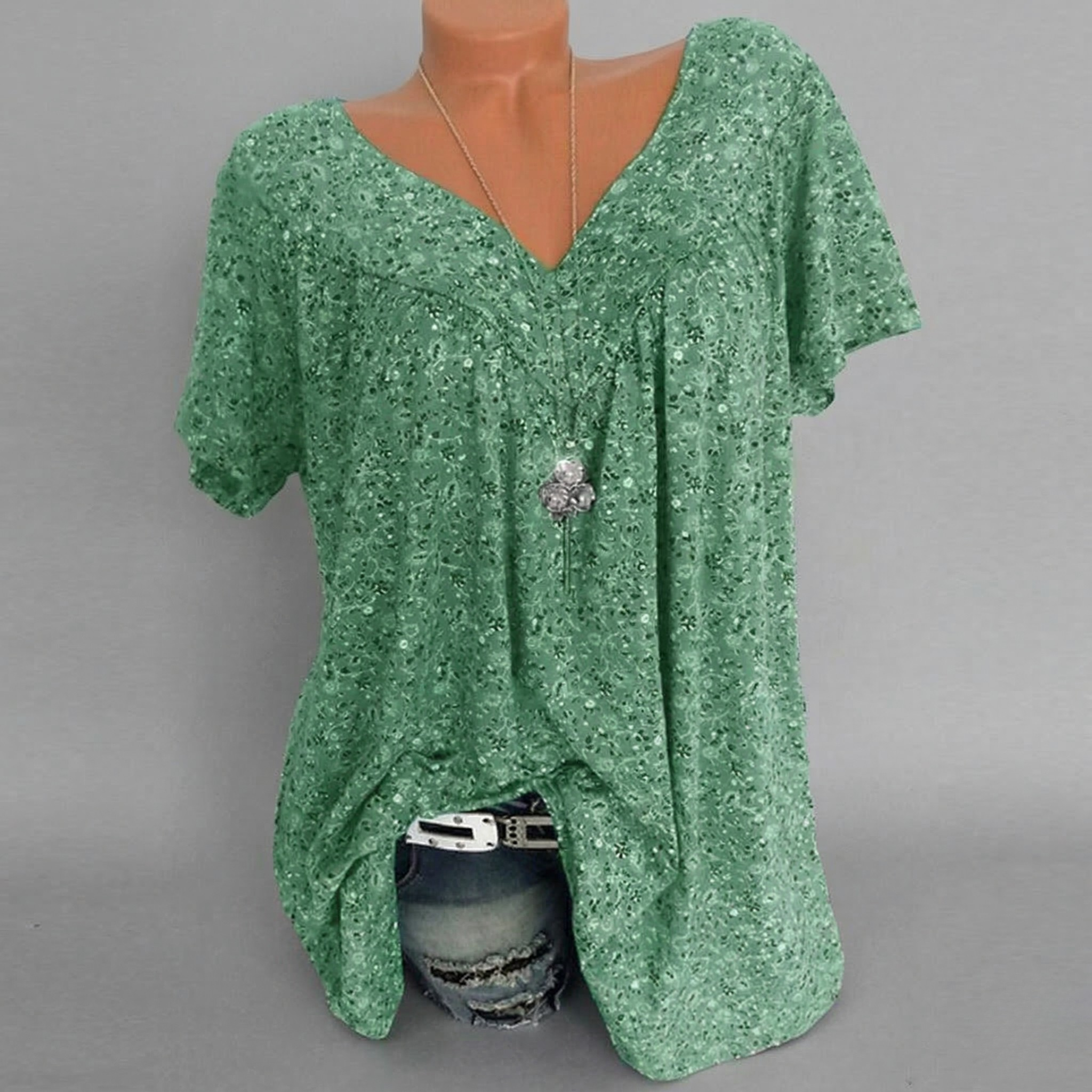 Flora™ | T-shirt con Scollo a V Floreale
