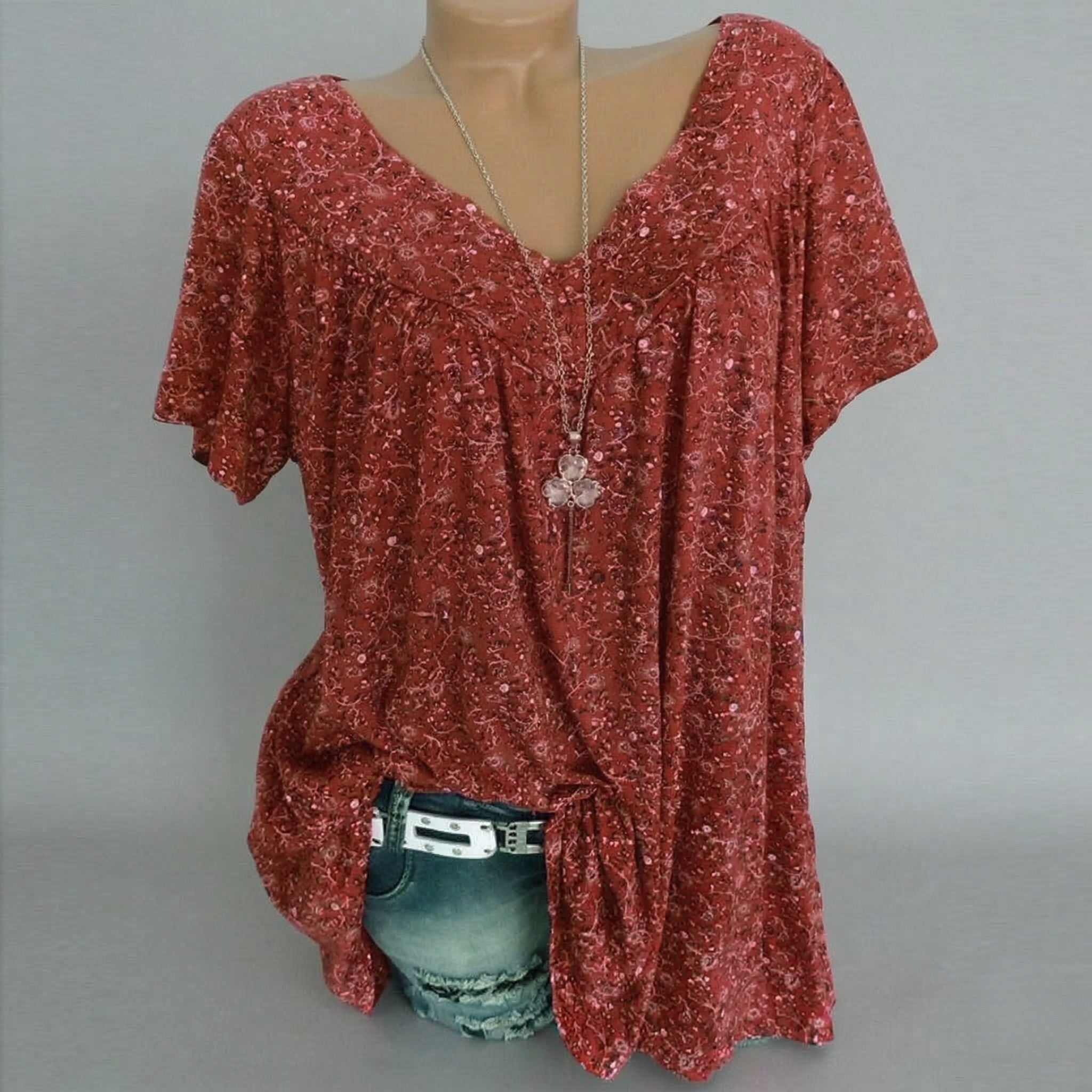 Flora™ | T-shirt con Scollo a V Floreale