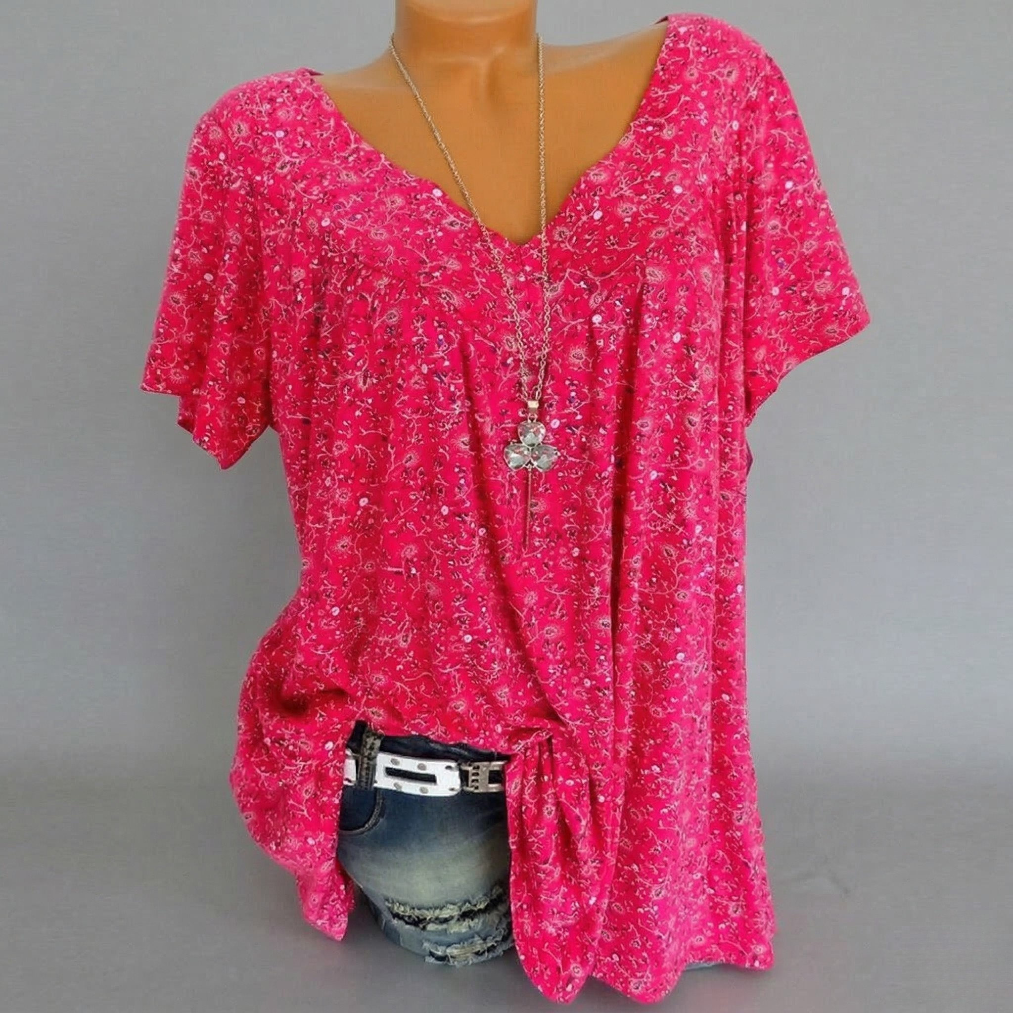Flora™ | T-shirt con Scollo a V Floreale
