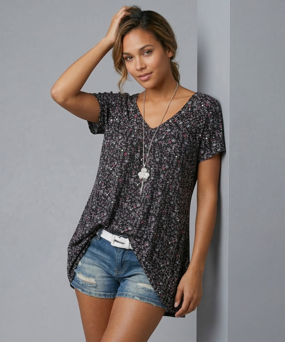 Flora™ | T-shirt con Scollo a V Floreale