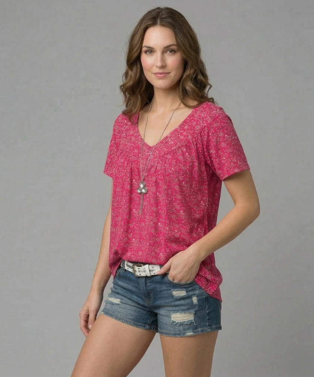 Flora™ | T-shirt con Scollo a V Floreale