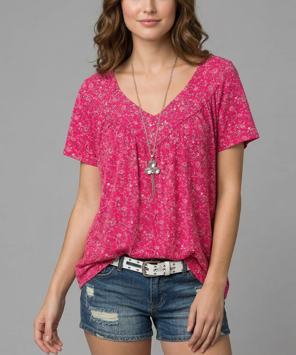 Flora™ | T-shirt con Scollo a V Floreale