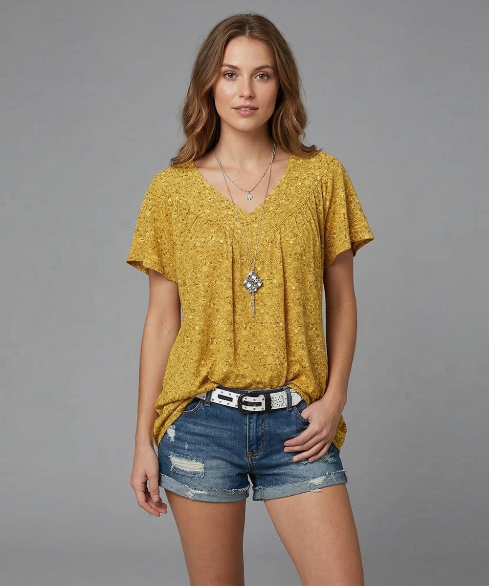 Flora™ | T-shirt con Scollo a V Floreale