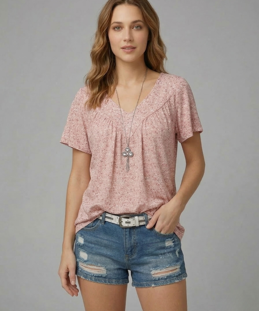 Flora™ | T-shirt con Scollo a V Floreale