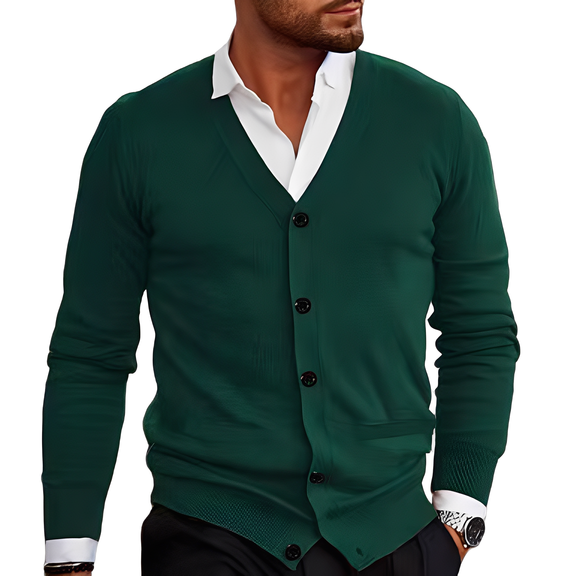 Holden - Cardigan casual in cotone con bottoni per uomo