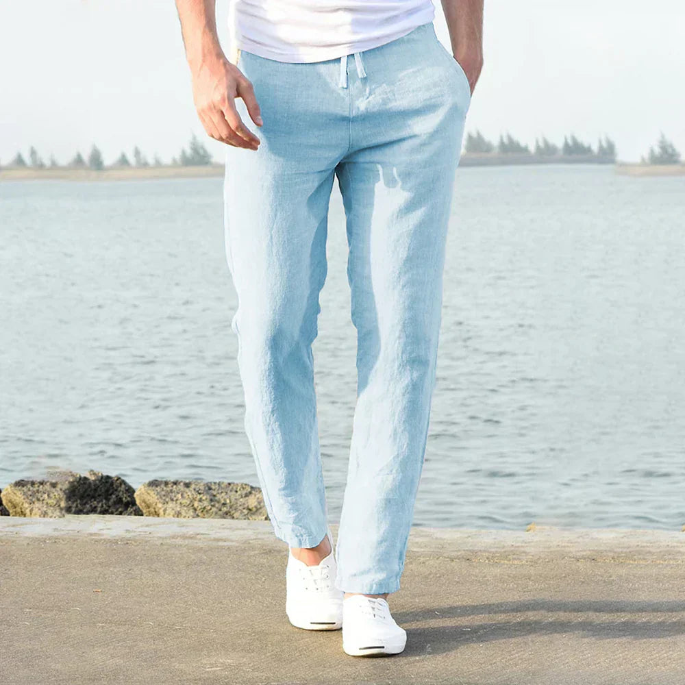 Aurelius - Uomo Leggero Cotone-Lino Pantaloni