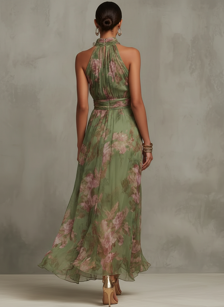 Livia™ | Abito Maxi Floreale con Scollo Halter